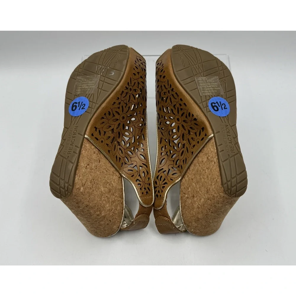 Kenneth Cole Reaction Brown Brown Floral Wedge Platform Women's, Size 6.5 , NEW